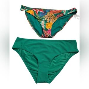 99. Bikini Bundle Antonio Melani Ribbed Mid-Rise Bikini Bottom Jungle Hipster XL